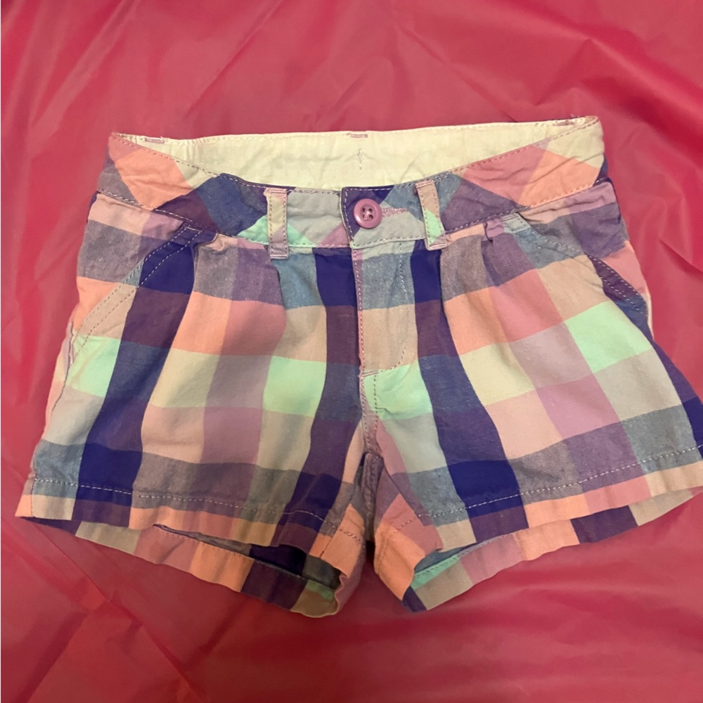 Tea Collection Short Pink Purple Madras Plaid size 4
